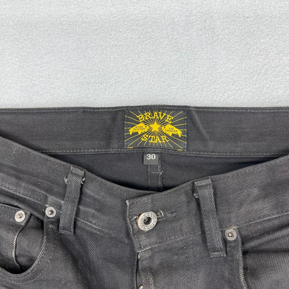 Brave Star Selvage Mens Black Raw Denim Jeans Made in USA Size 30 - Picture 5 of 16